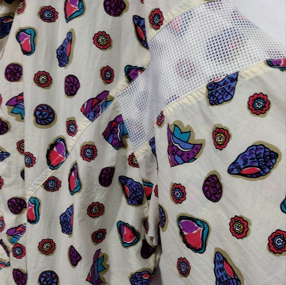 Vintage American Sportif Seashell Windbreaker Women's M Cream Colorful 80s Retro - Picture 5 of 8